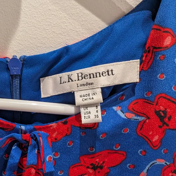 LK Bennett Alicia Poppy Print Silk Tea Dress - Picture 4 of 5
